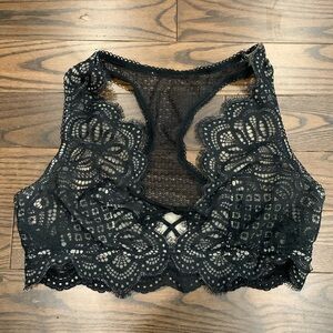 Victoria Secret bralette size L black lace with nude lining